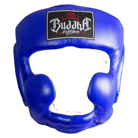 Casco Azul Entrenamiento Thailand Piel Muay Thai Boxeo MMA Kick Boxing K1 - Buddha