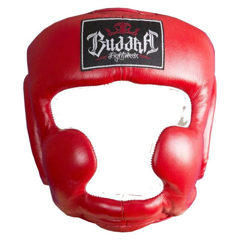 Casco Rojo Entrenamiento Thailand Piel Muay Thai Boxeo MMA Kick Boxing K1 - Buddha
