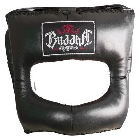 Casco Nariz Cerrada Piel Negro Boxeo Muay Thai MMA Kick Boxing K1 - Buddha