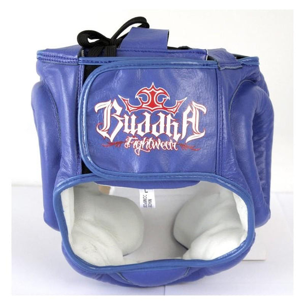 Casco Azul Entrenamiento Thailand Piel Muay Thai Boxeo MMA Kick Boxing K1 - Buddha